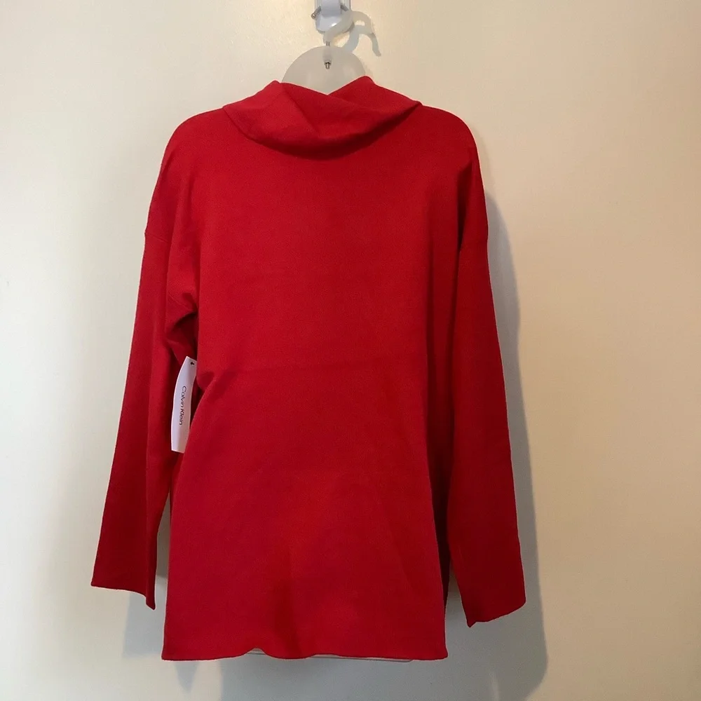 Calvin Klein Women’s Cowl Neck Medium Red Sweater NWT - Picture 3 of 8